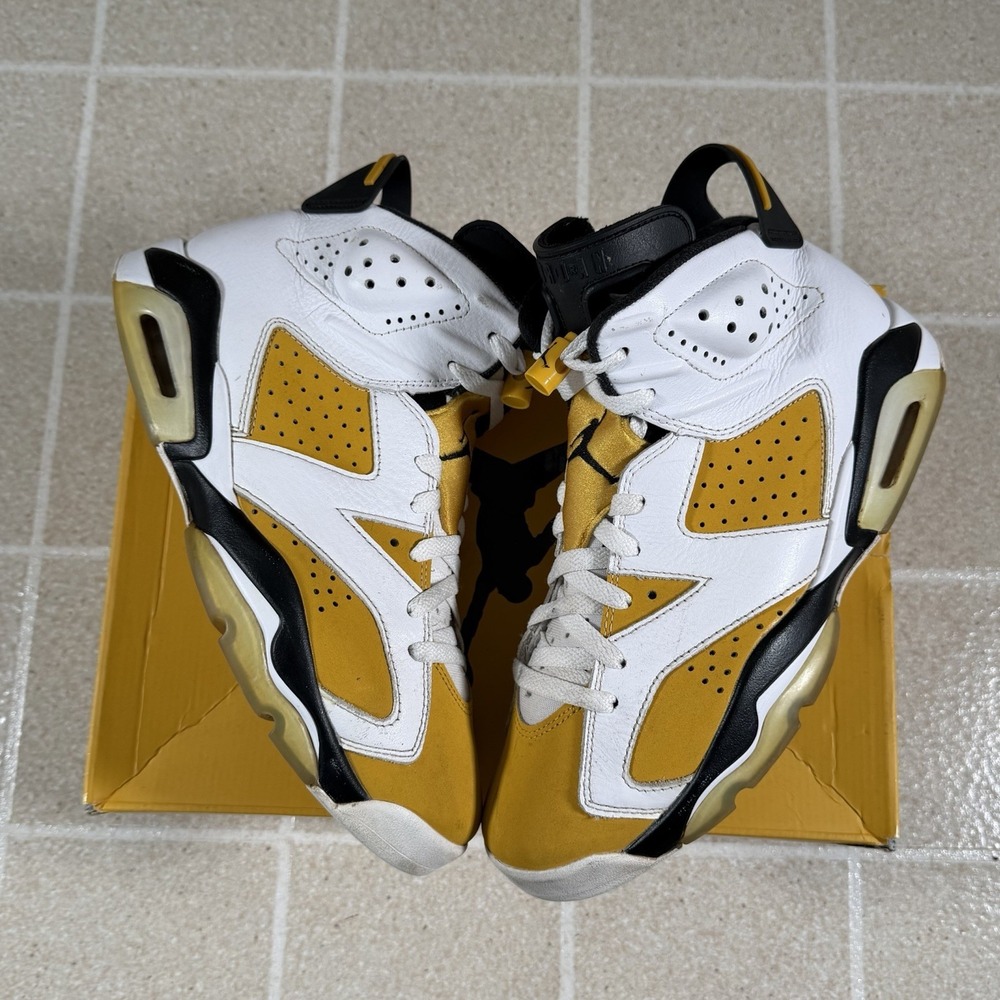 Nike Air Jordan 6 Retro Yellow Ochre Men's Size 8.5 White Black CT8529-170